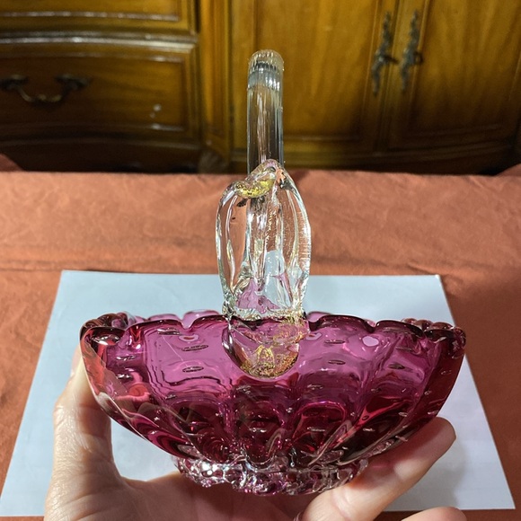 MURANO ART GLASS BASKET-1950’s - Picture 5 of 17